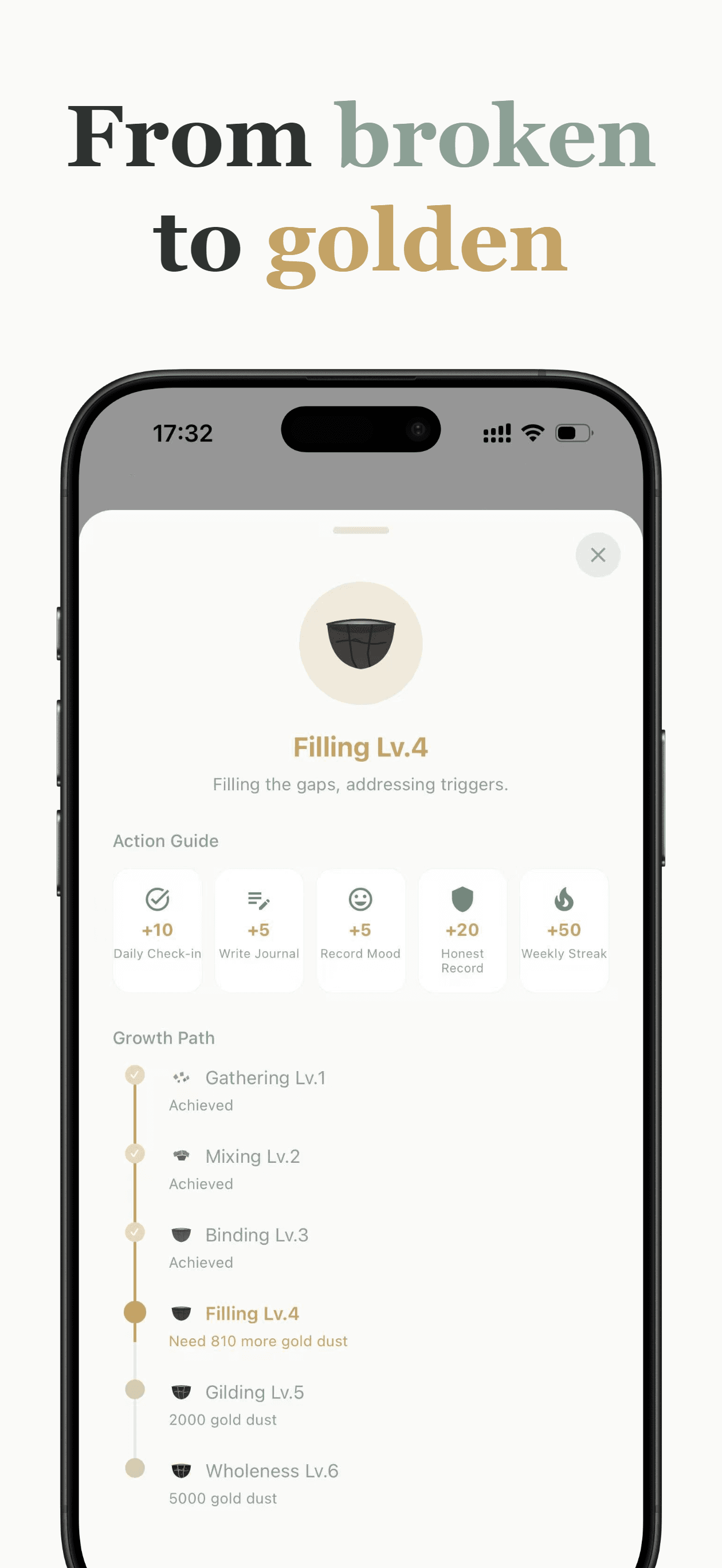 Settings screen showing 5 language options and CSV data export