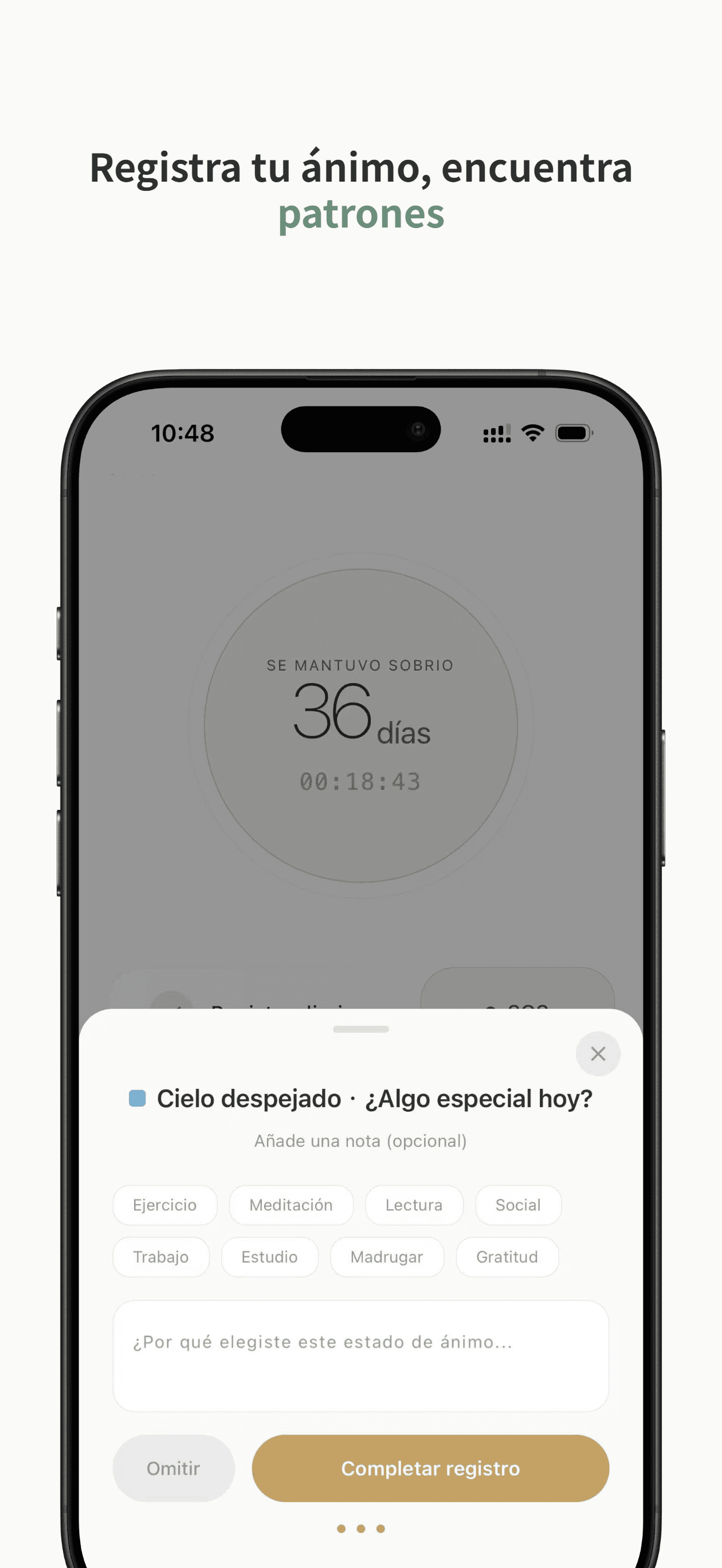Pantalla de ejercicio de respiración SOS con animación guiada 4-7-8